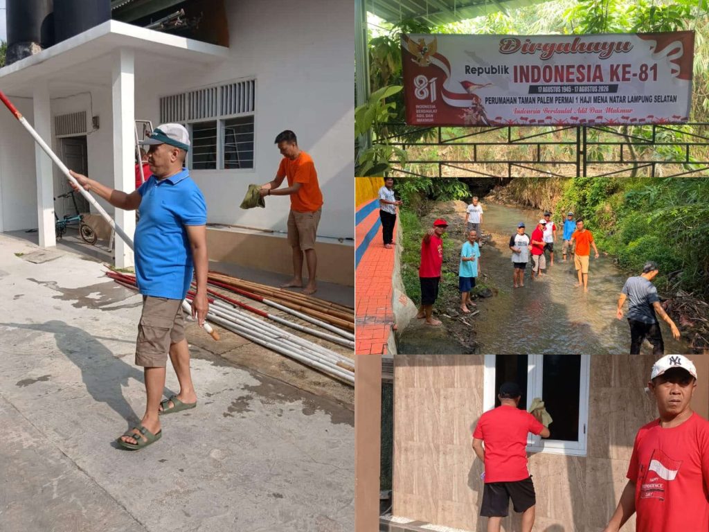 Puluhan Warga Hajimena Lampung Selatan Kerja Bakti Bersihkan Sungai dan Musala Sambut HUT ke-81
