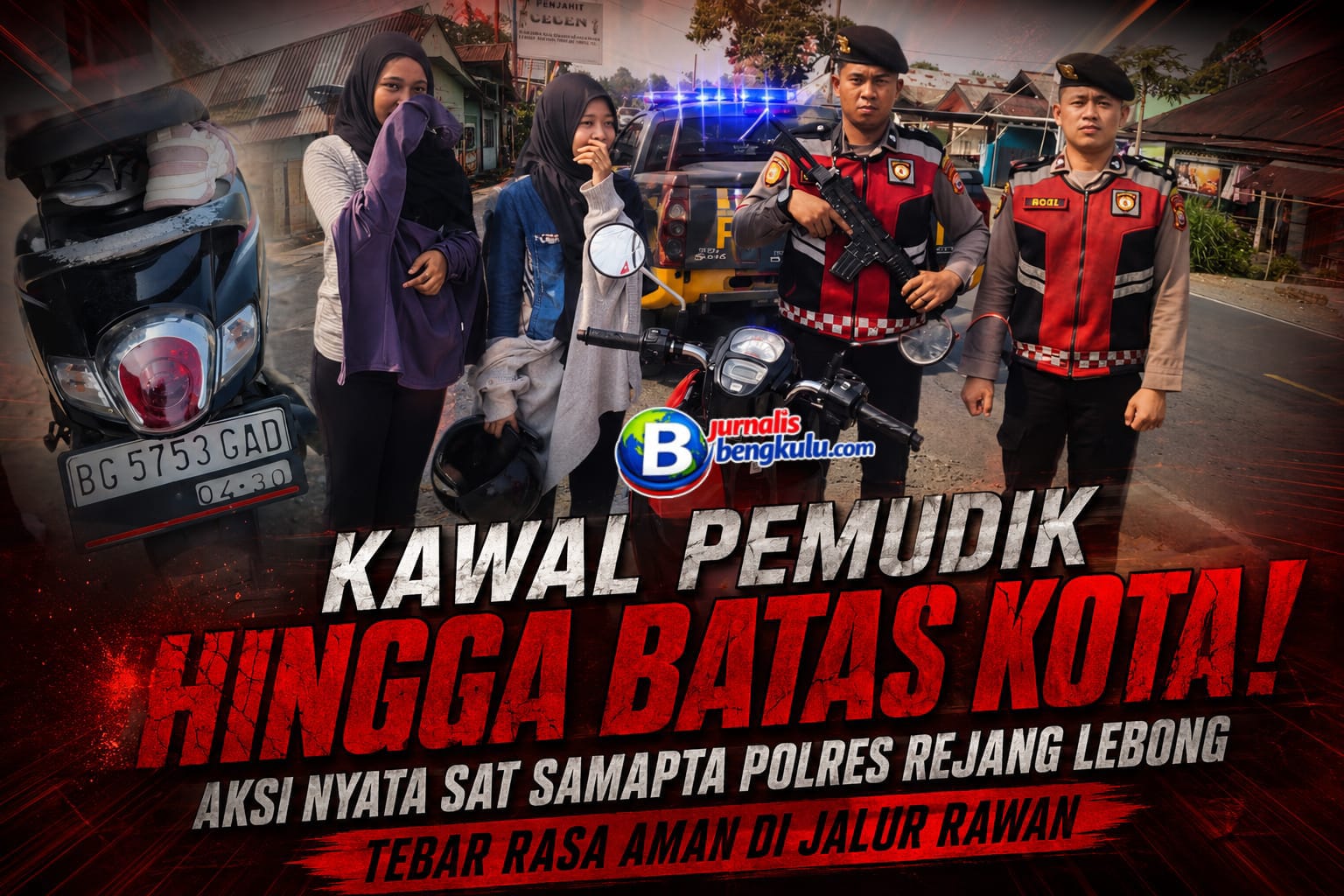 Sat Samapta Polres Rejang Lebong Kawal Pemudik Hingga Batas Kota di Jalur Rawan Curup-Lubuk Linggau, Mahasiswa Dapat Escort