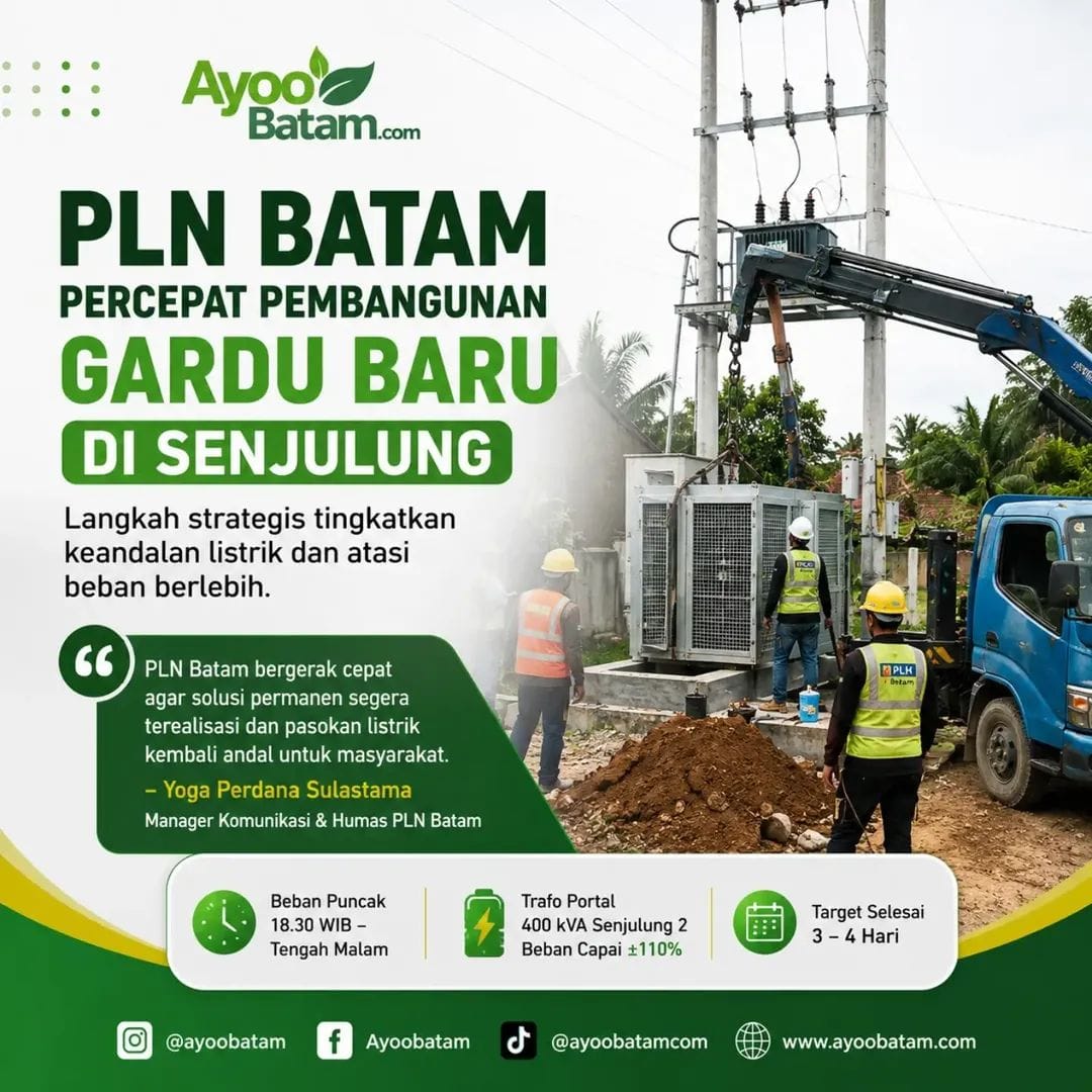 PLN Batam Bangun Gardu Distribusi Baru di Senjulung Punggur, Target Rampung 4 Hari Atasi Beban Listrik 110 Persen