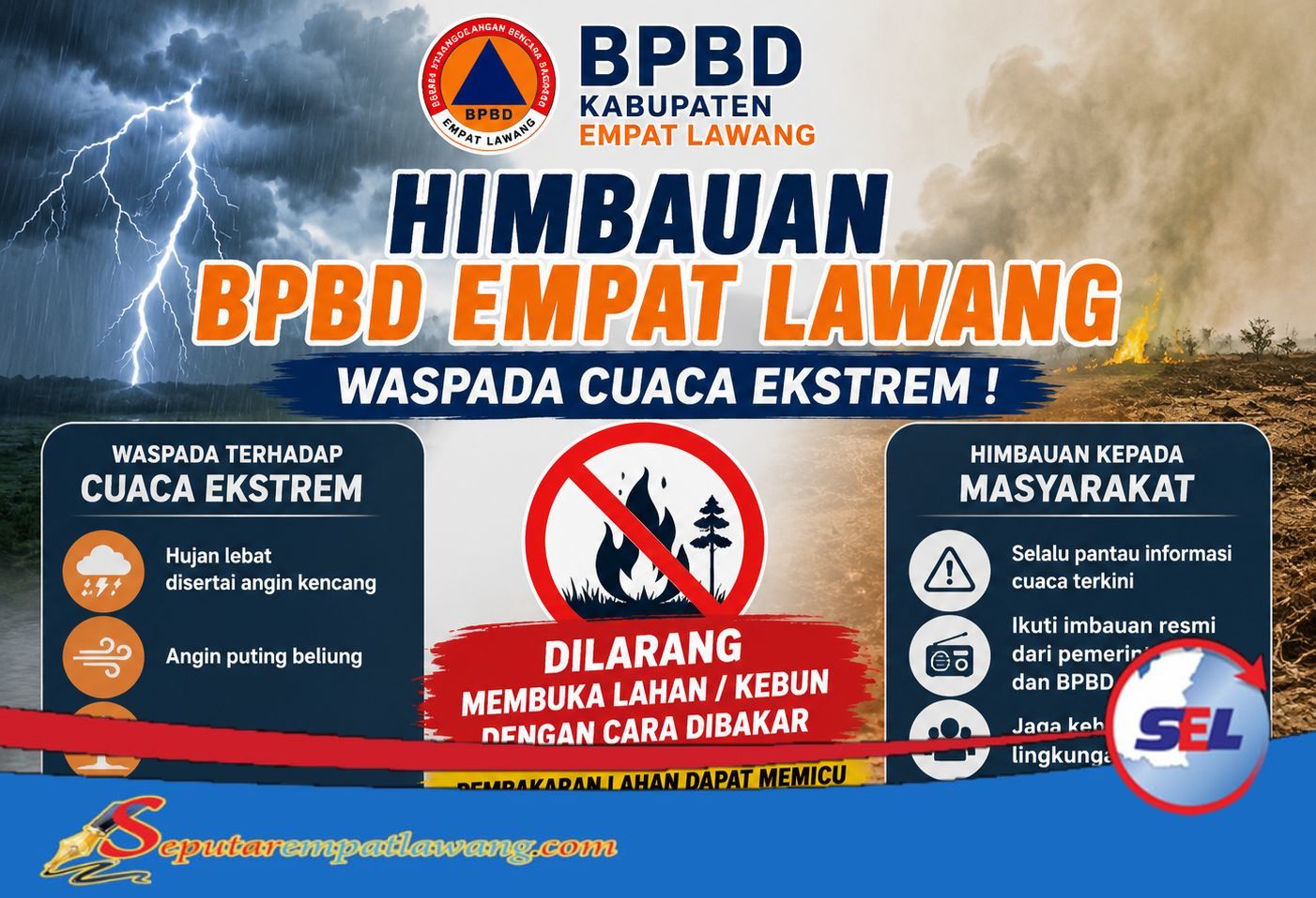 BPBD Empat Lawang Larang Pembukaan Lahan dengan Cara Dibakar saat Musim Kemarau, 70 Persen Wilayah Sumsel Mulai Kering