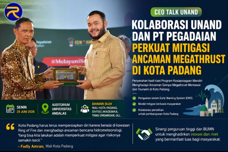 Riset Unand-Pegadaian soal Mitigasi Megathrust Mentawai Diserahkan ke Pemkot Padang, Ini Isinya