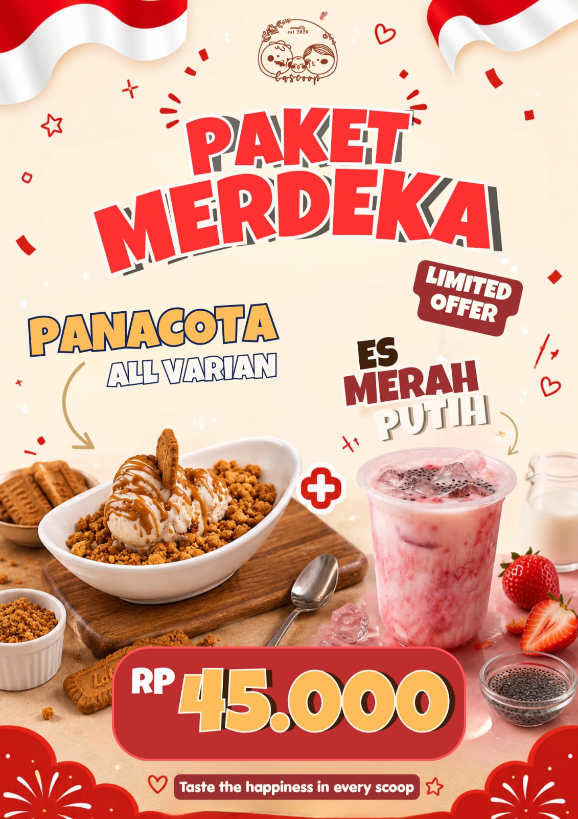 La Scoop Bengkulu Luncurkan Paket Merdeka Rp45 Ribu, Padukan Panacotta dan Es Merah Putih untuk Rayakan 17 Agustus