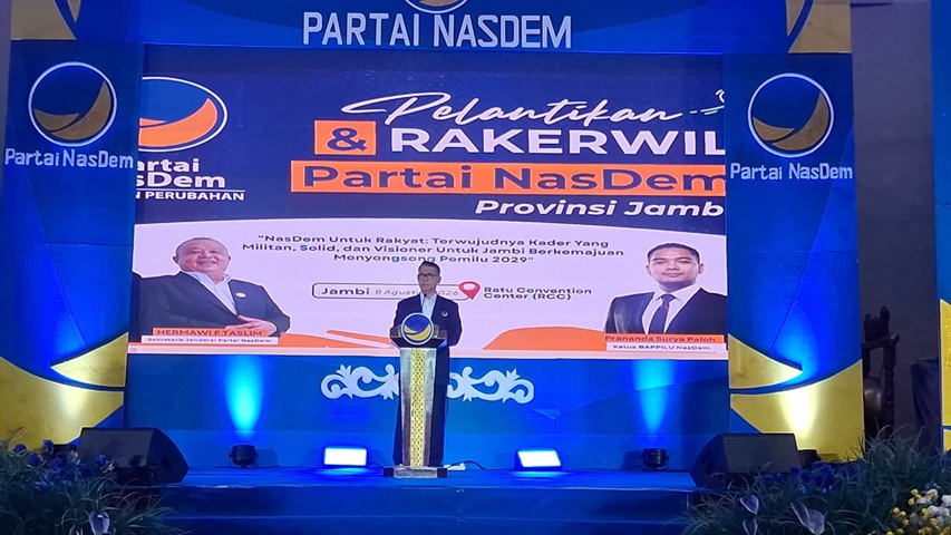 Syarif Fasha Resmi Pimpin NasDem Jambi 2026-2031, Target Kursi Legislatif Pemilu 2029 Dikebut dari Tingkat Desa