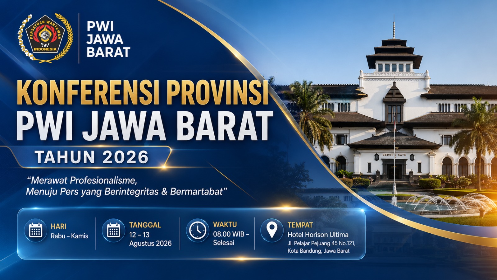 PWI Jabar Efisienkan Anggaran Konferprov 2026 dari Rp1 Miliar ke Rp450 Juta, Terapkan Sistem Mandat untuk 816 Pemilih