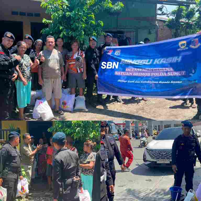 Brimob Polda Sumut Bagikan 300 Porsi Makanan Gratis hingga Bersihkan Gereja Lewat Program Jumat Berkah dan Minggu Kasih