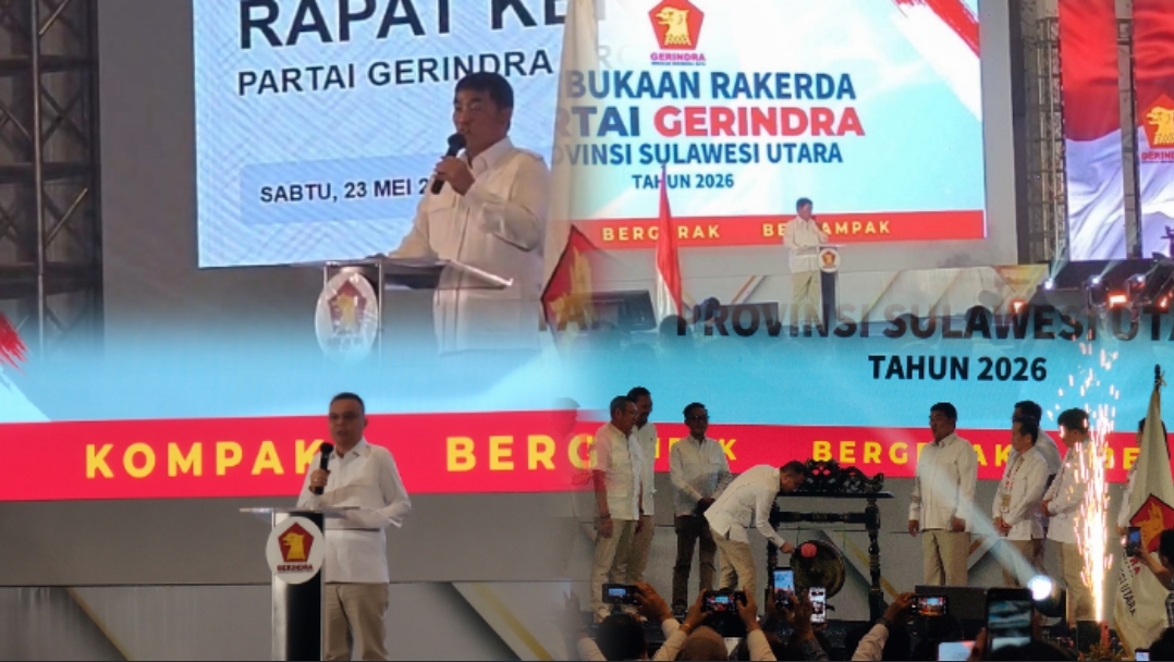 Yulius Selvanus Pimpin Rakerda Gerindra Sulut, Dasco Ahmad Hadir Dadak di Manado