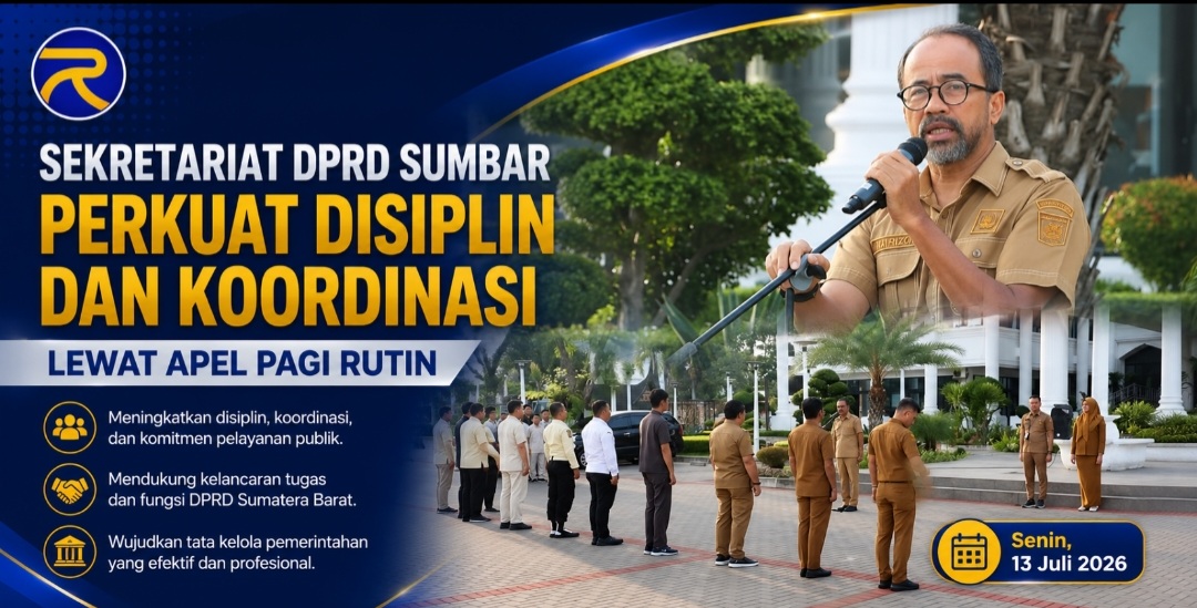 Sekretariat DPRD Sumbar Gelar Apel Pagi Rutin, Sekda Maifrizon Tekankan Disiplin dan Pelayanan Publik