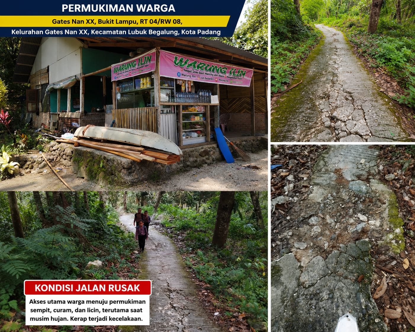 Akses Jalan di Bukit Lampu Padang Sempit, Curam, dan Licin, Warga Harap Bantuan Rabat Beton dari Pemkot dan BUMN