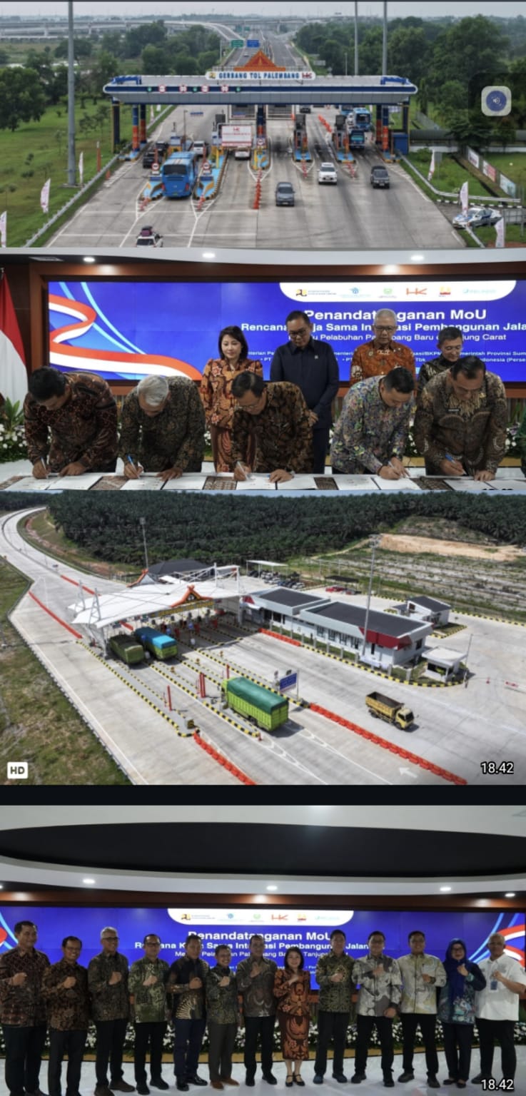 Integrasi Jalan Tol Menuju Pelabuhan Palembang Baru di Tanjung Carat Resmi Dimulai, 7 Pihak Teken Nota Kesepahaman