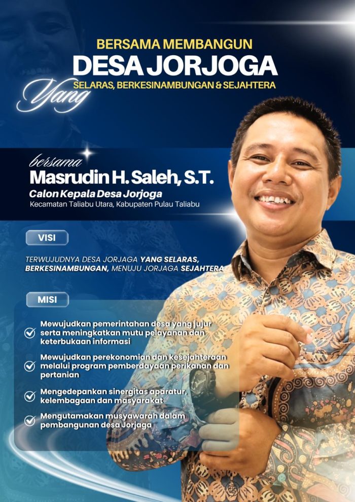 Pilkades Jorjoga Oktober 2026, Masrudin H. Saleh Usung Empat Misi Bangun Ekonomi Perikanan dan Pertanian