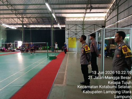 Polsek Kotabumi Kota Amankan Lomba Bulu Tangkis IGORNAS se-Provinsi Lampung, 3 Personel Diterjunkan