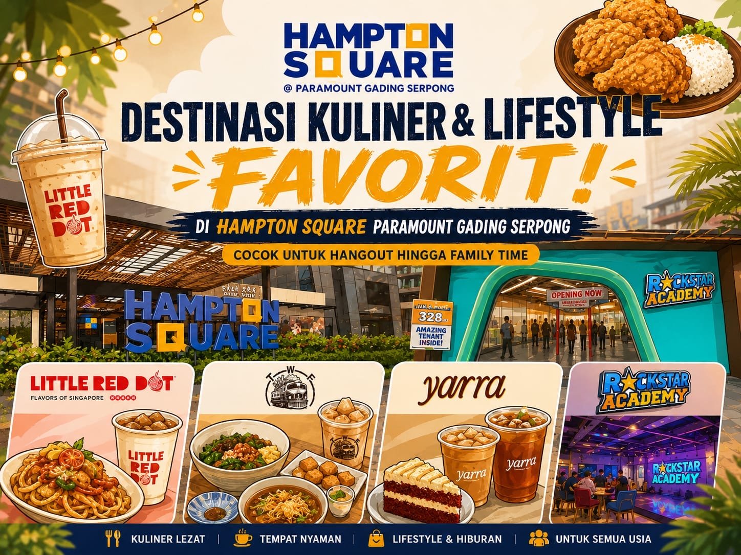 4 Destinasi Kuliner dan Keluarga di Hampton Square Gading Serpong, dari Brunch Australia hingga Hawker Singapura