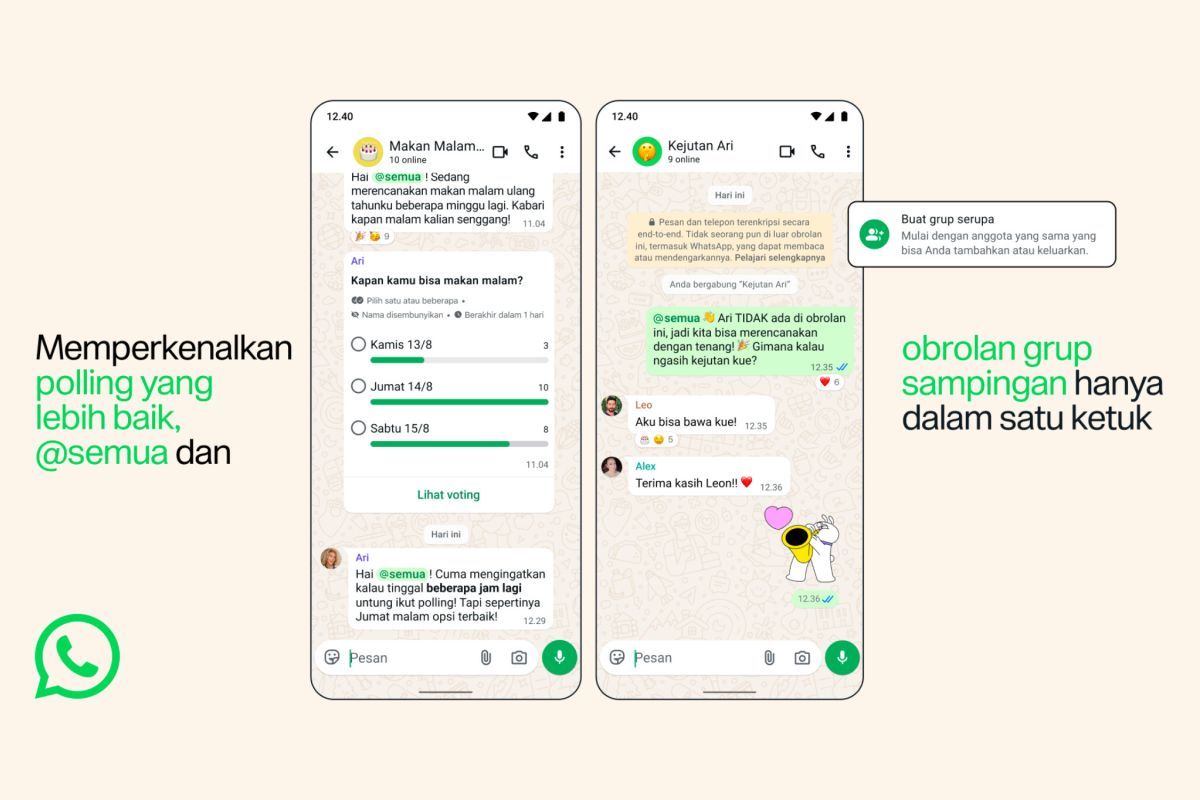 3 Pembaruan WhatsApp untuk Grup: Jajak Pendapat Lebih Objektif, Fitur @all untuk Admin, dan Cara Bikin Grup Baru Sekali Ketuk