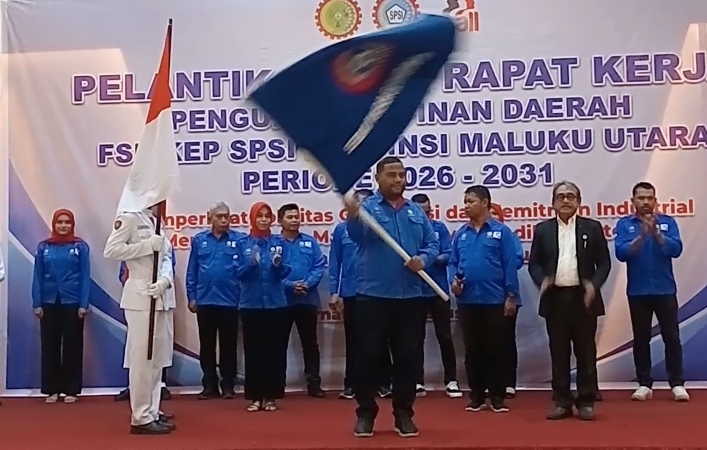 Aswar Salim Resmi Pimpin FSP KEP SPSI Malut, Target Bentuk Pengurus Cabang di Seluruh Kabupaten Kota