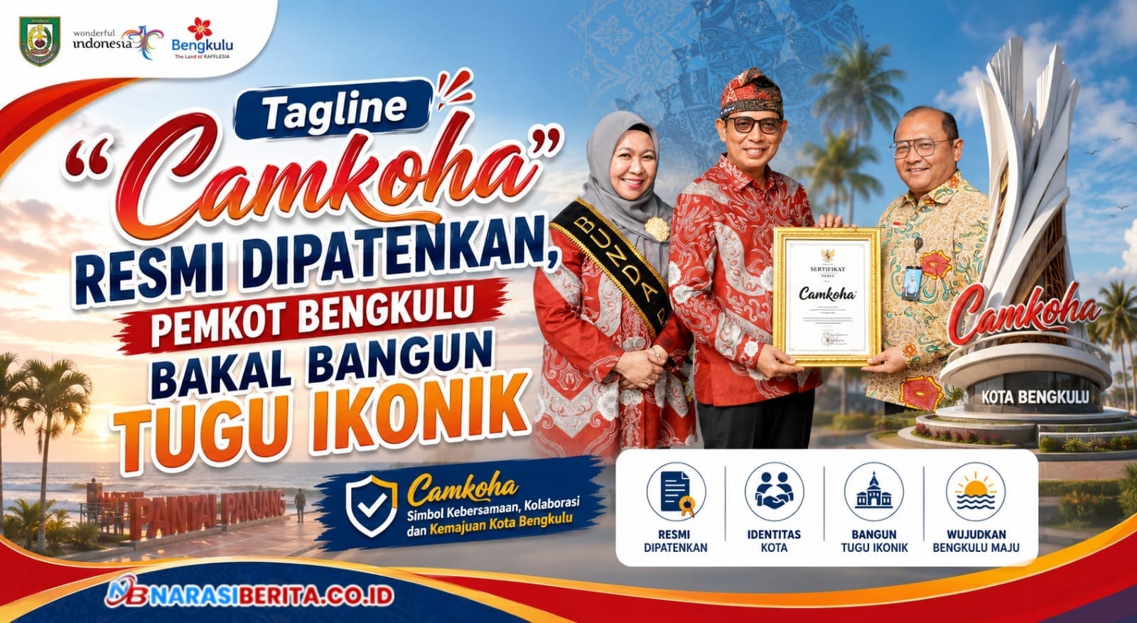Tagline “Camkoha” Resmi Bersertifikat Hak Cipta, Pemkot Bengkulu Siapkan Tugu Ikonik Baru