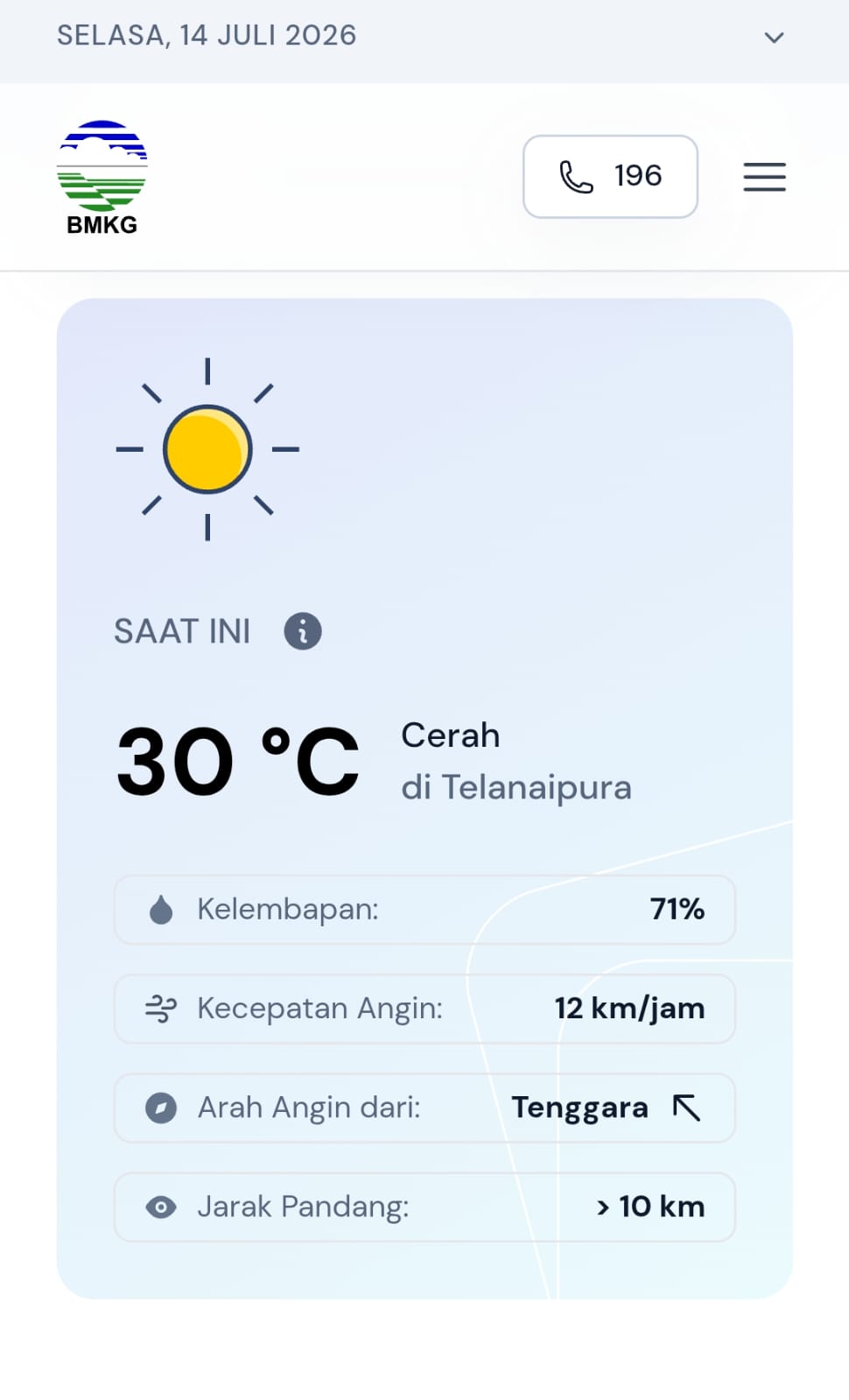 Cuaca Jambi Hari Ini Cerah Berawan, Siang hingga Sore Berpotensi Hujan Ringan di 10 Kabupaten/Kota
