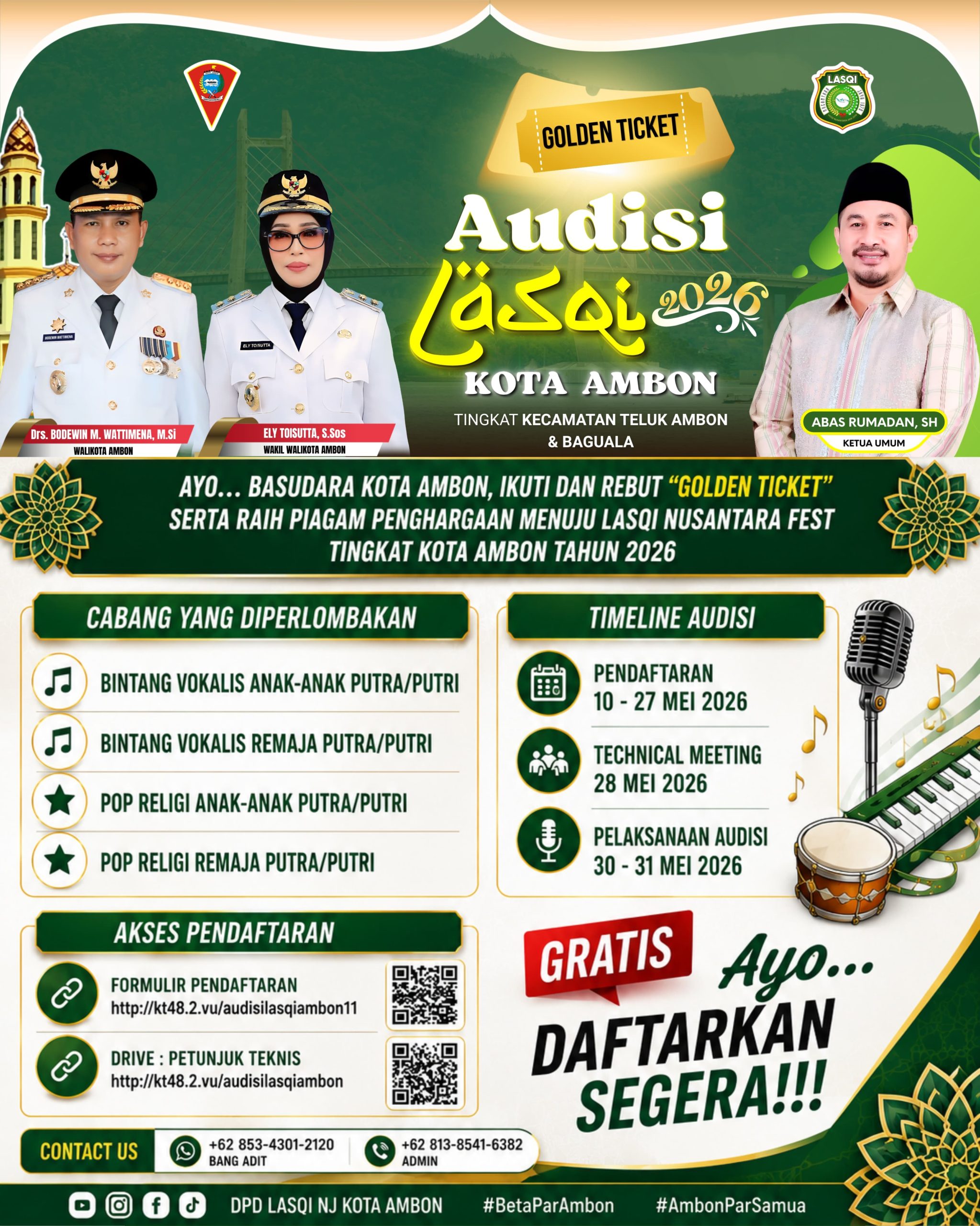 Audisi LASQI 2026 Kota Ambon Dibuka untuk Dua Kecamatan, Perebutkan Tiket Emas ke Nusantara Fest