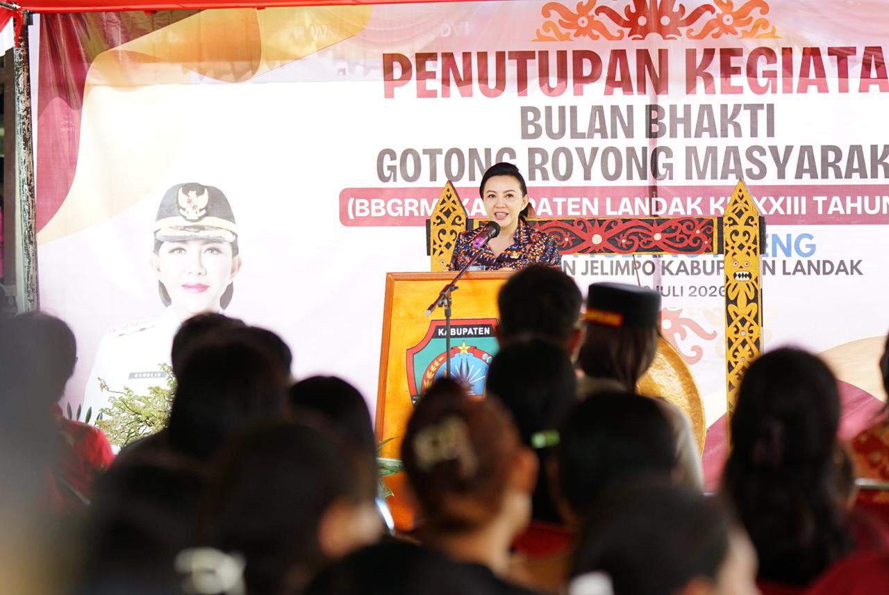 Bupati Landak Karolin Tutup BBGRM ke-23 di Tubang Raeng, Ajak Warga Hidupkan Gotong Royong Nyata
