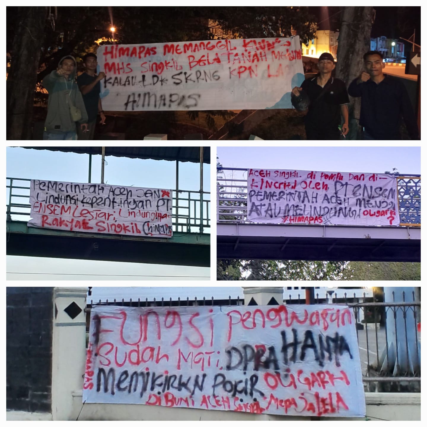Spanduk Kritik PT Ensem Lestari Terpasang di Banda Aceh, Mahasiswa Desak Pemerintah Tindak Tegas Perusahaan Berizin Dicabut