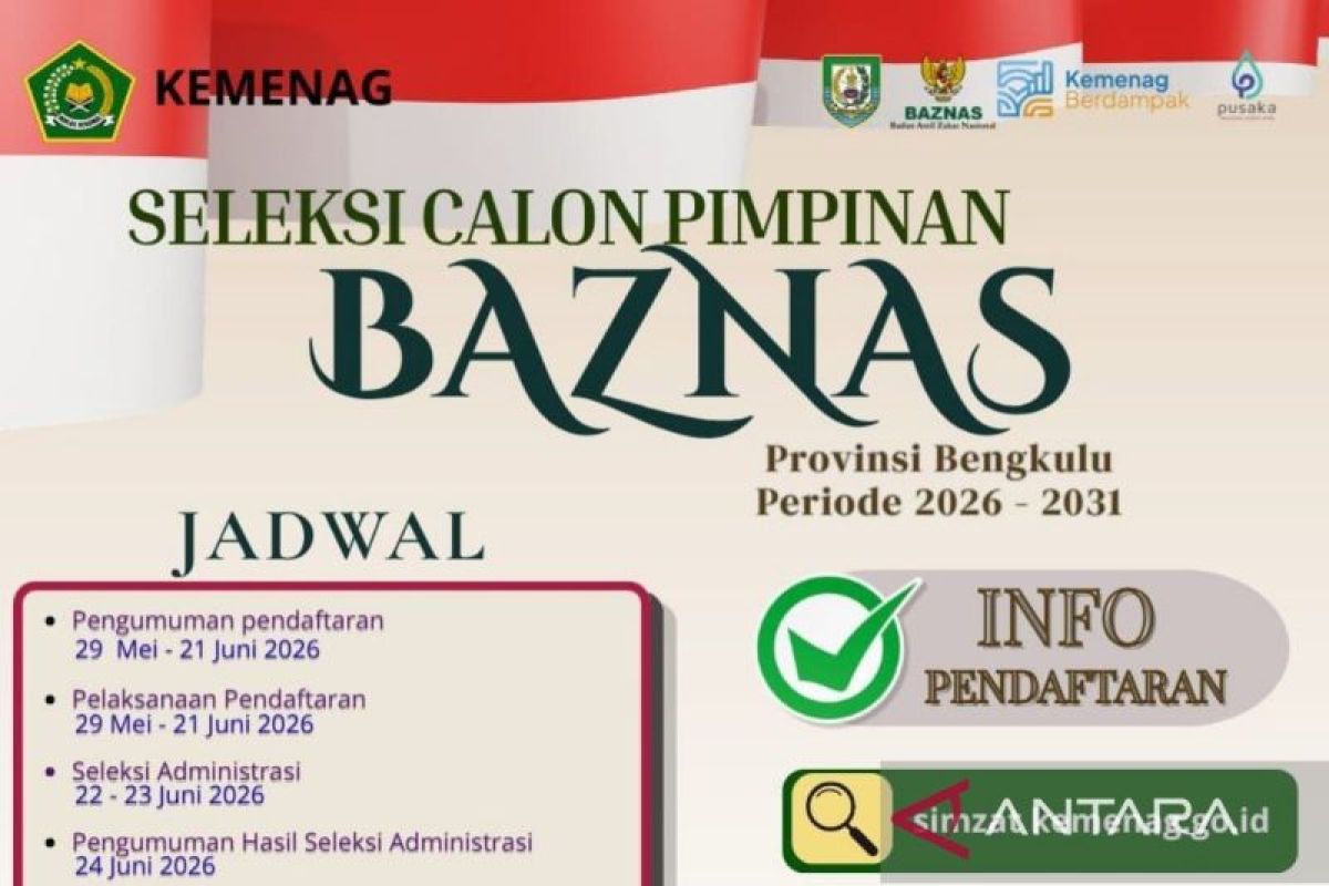 Pemprov Bengkulu Buka Seleksi Pimpinan Baznas 2026-2031, Pendaftaran Dibuka 29 Mei