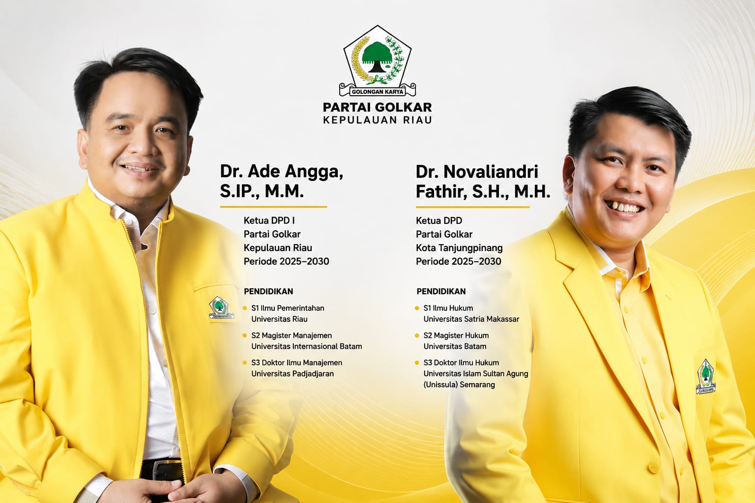 Golkar Kepri Percayakan Kursi Ketua ke Kader Muda, Ade Angga dan Novaliandri Fathir Bukti Regenerasi Berjenjang