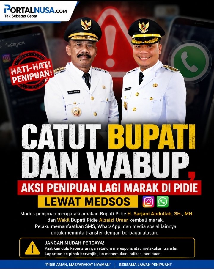 Bupati Pidie Imbau Warga Waspadai Penipuan Catut Nama Pejabat via WhatsApp dan Telepon