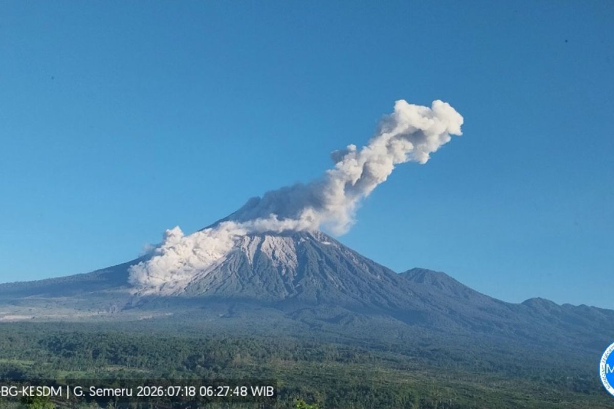 Gunung Semeru Erupsi Disertai Awan Panas, Luncuran Abu Capai 3,5 Km ke Arah Besuk Kobokan