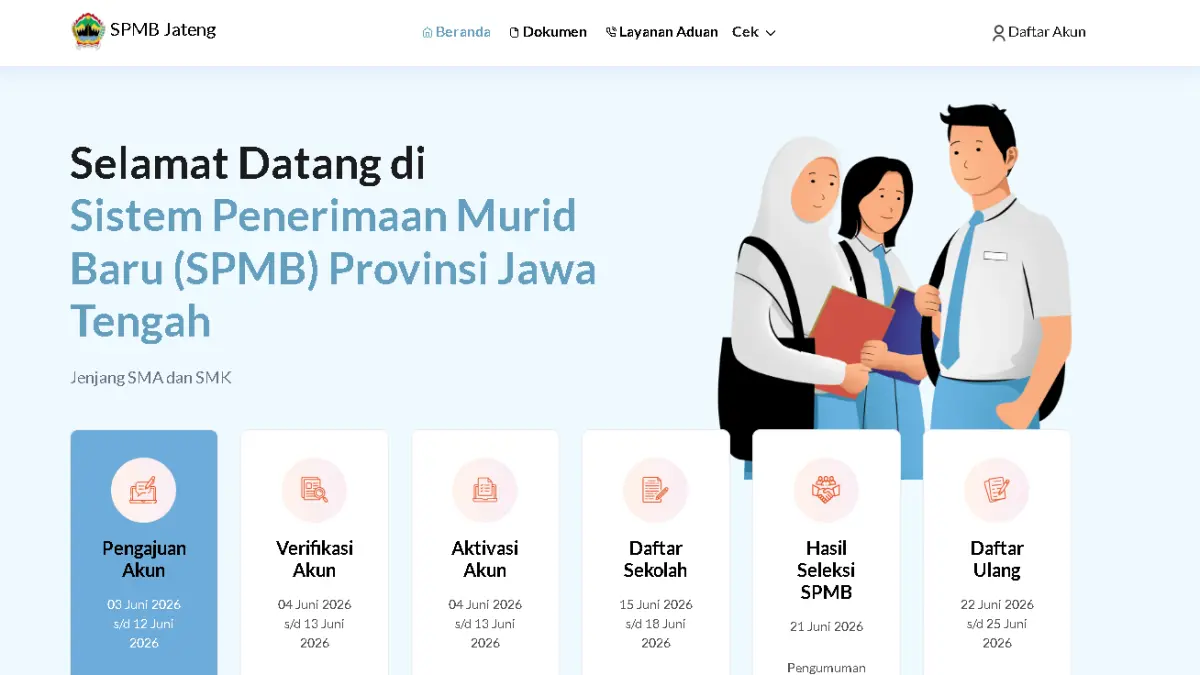 Link Pembuatan Akun SPMB Jateng 2026 Resmi Dibuka 3 Juni, Ini Panduan Lengkap Syarat dan Dokumen Wajib untuk SMA-SMK Negeri