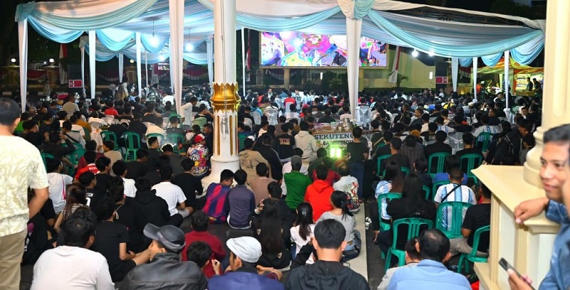 Ribuan Warga Jambi Nobar Final Piala Dunia 2026 di Mapolda, Spanyol Kalahkan Argentina 1-0