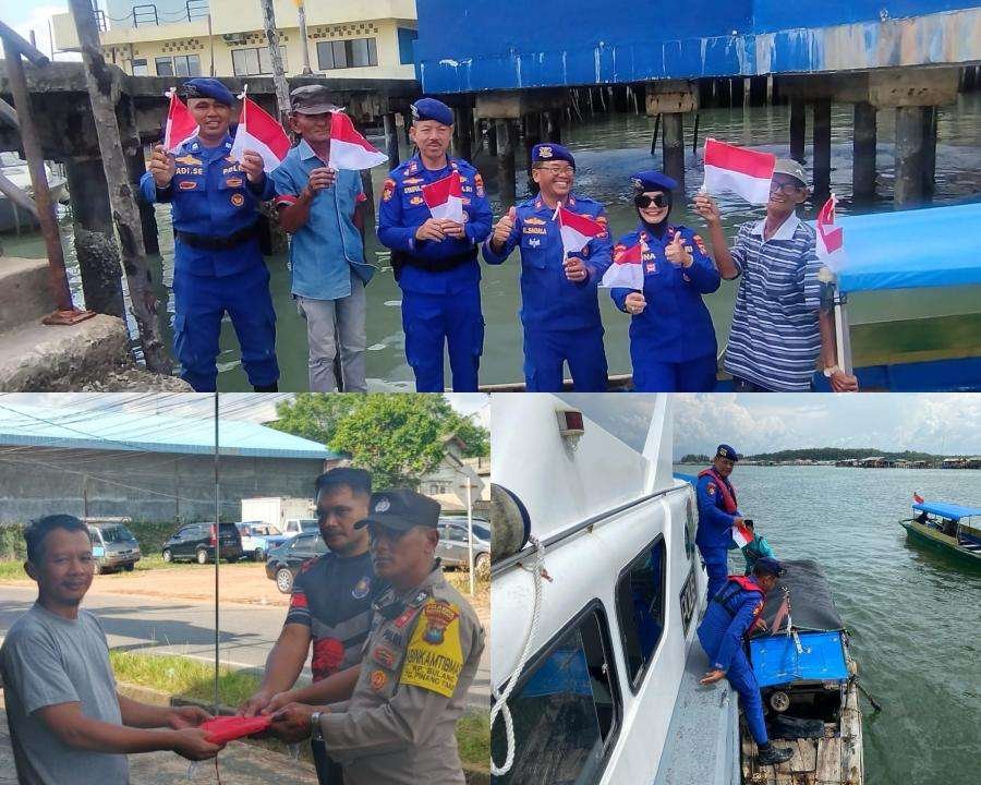 Polresta Tanjungpinang Bagikan 1.000 Bendera Merah Putih ke 12 Titik, dari Pelantar I hingga Pelabuhan Sei Jang