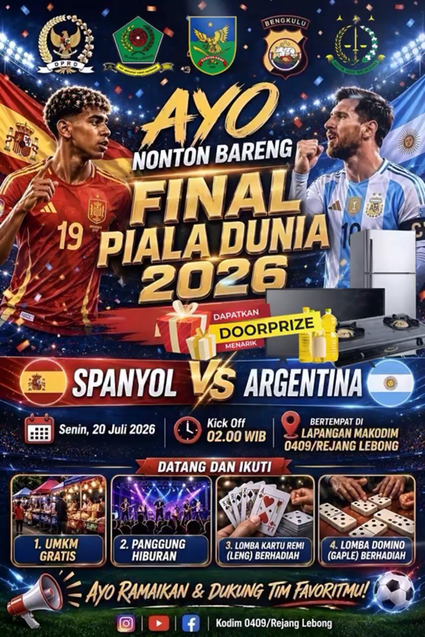 Sinergi TNI-Polri di Rejang Lebong: Nobar Akbar Final Piala Dunia 2026 Spanyol Vs Argentina di Lapangan Makodim