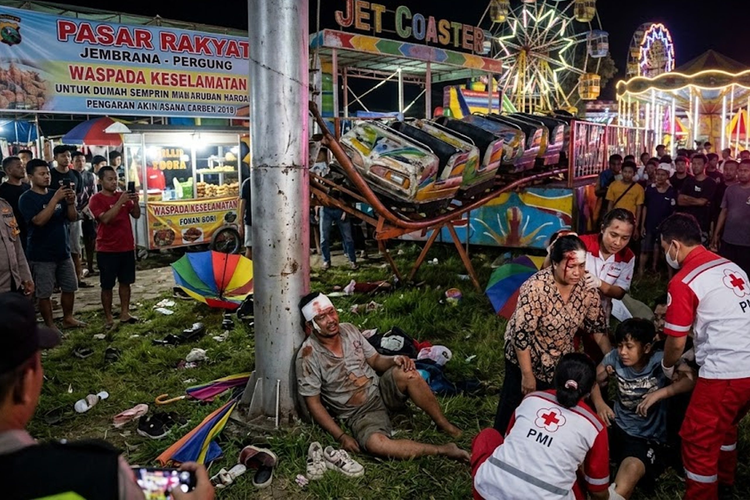 Wahana Jet Coaster di Pasar Rakyat Jembrana Celaka, Tiga Pengunjung Terlempar dan Terbentur Tiang Besi