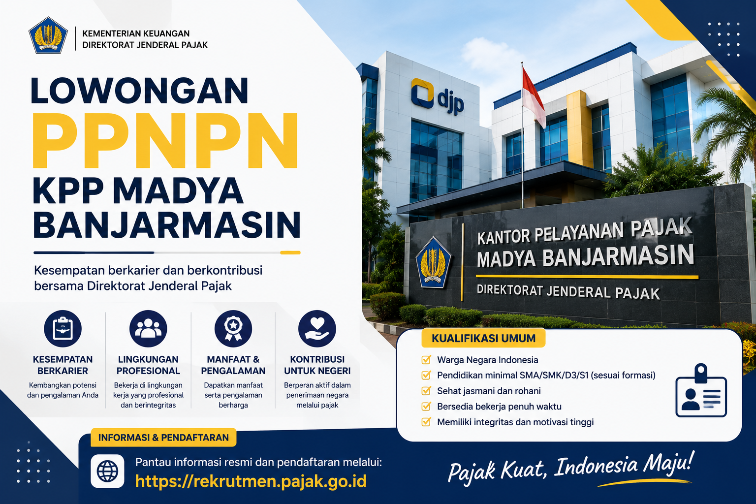 Lowongan PPNPN KPP Madya Banjarmasin 2026, Cek 3 Posisi dan Berkas yang Dibutuhkan