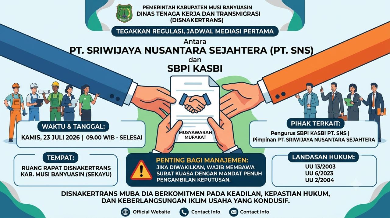 Disnakertrans Muba Jadwalkan Mediasi Perdana Sengketa PT SNS dan Serikat Buruh, Targetkan Kesepakatan Musyawarah