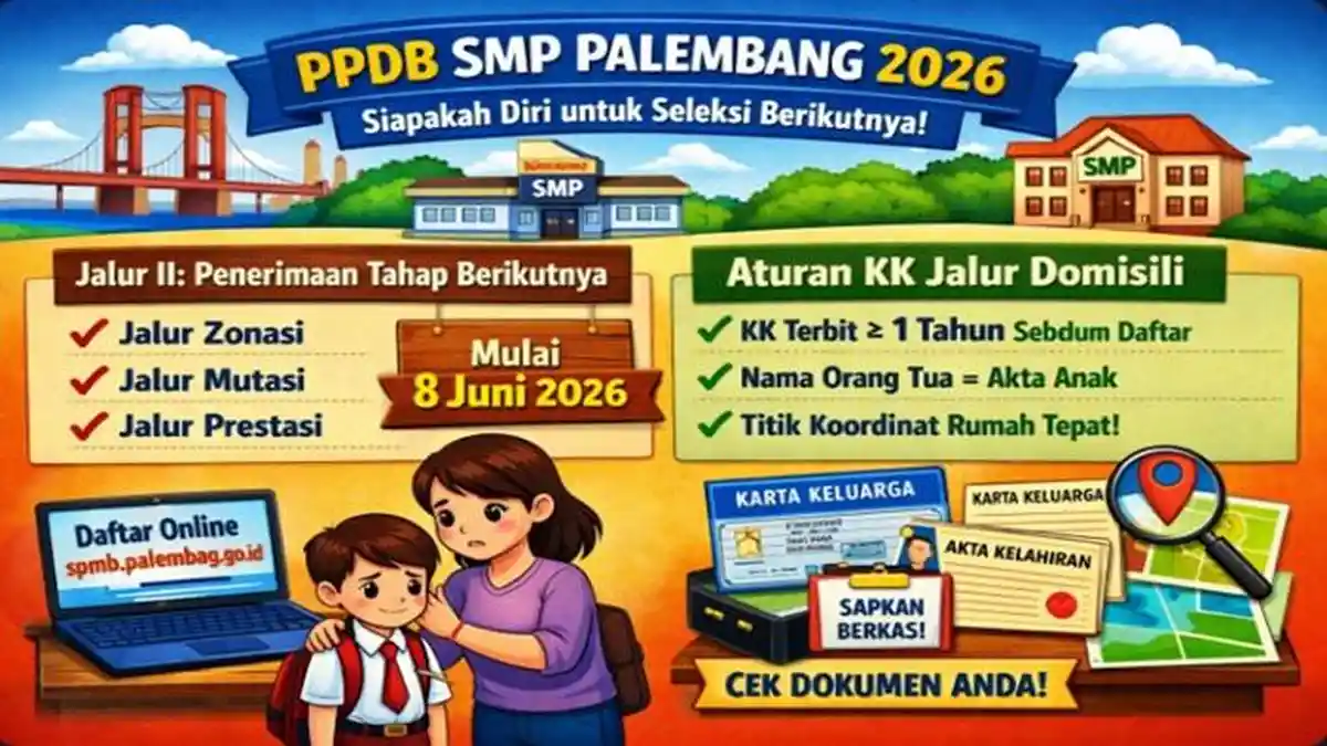 6.093 Pendaftar Jalur Afirmasi PPDB SMP Palembang 2026 Membludak 119%, Orang Tua Wajib Siapkan Dokumen Domisili