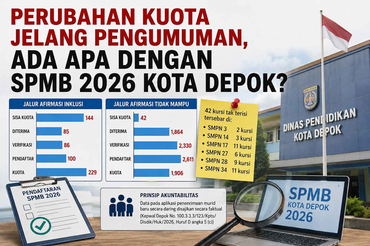 Kuota SPMB Depok Berubah Dua Hari Sebelum Pengumuman, Kursi Afirmasi di SMPN 11 Masih di Bawah Aturan 20 Persen