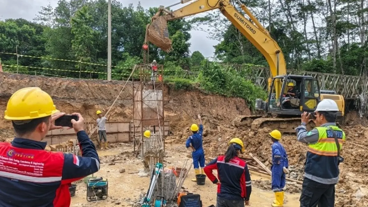 Uji Kualitas Pondasi Jembatan 1 Tering–Long Bagun 8 Rampung, Pembangunan Abutment Segera Dimulai