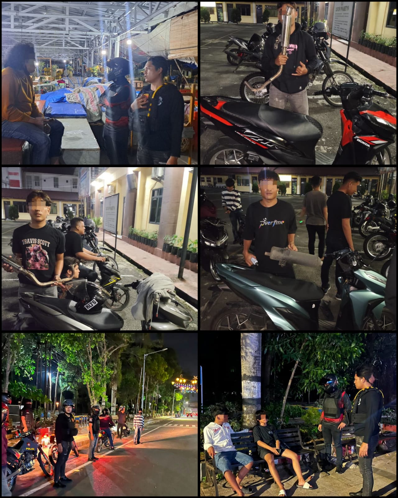 Timsus Dayok Mirah Polres Pematangsiantar Amankan 5 Sepeda Motor Knalpot Brong saat Patroli Malam