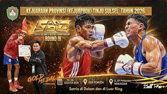 Kejurprov Tinju Sulsel 2026 Resmi Digelar 19-26 Agustus di Makassar, 19 Pengkab/Pengkot Pertina Siap Bertanding
