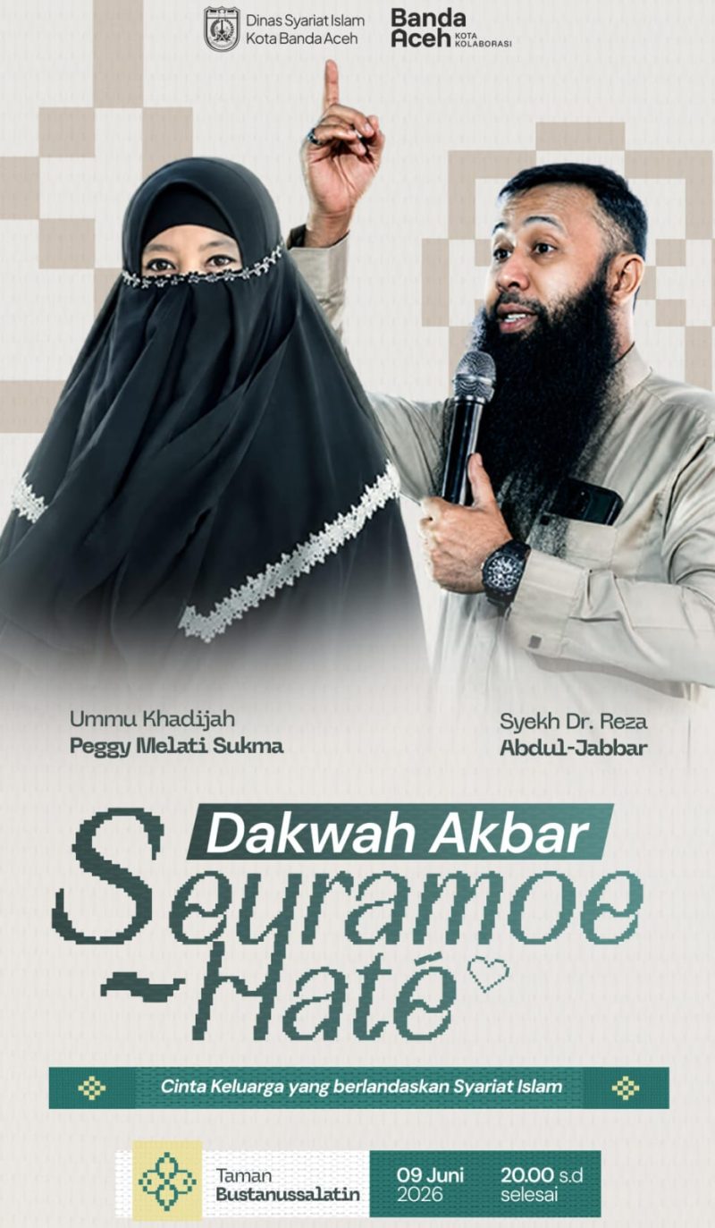 Pemkot Banda Aceh Gelar Dakwah Akbar di Taman Bustanussalatain, Hadirkan Syekh Reza Abdul Jabbar dan Peggy Melati Sukma