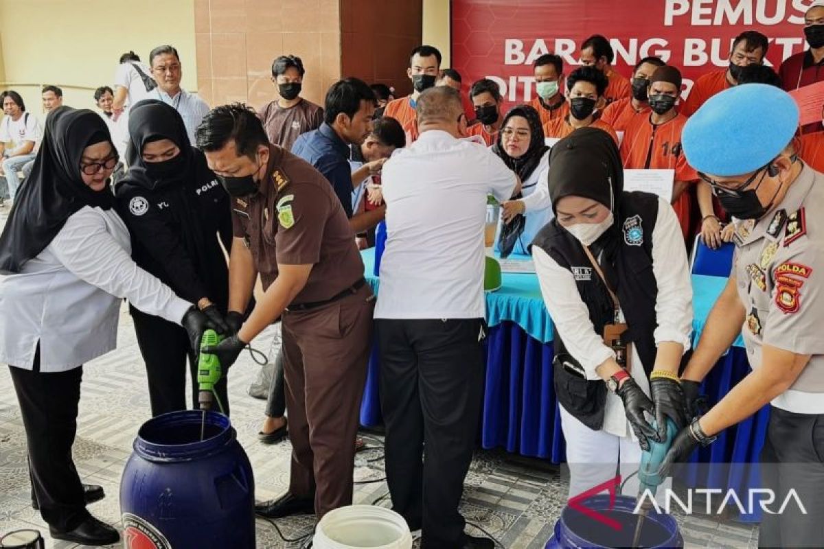 Polda Sumsel Musnahkan Narkotika Rp7,9 Miliar Hasil 20 Kasus, 27 Tersangka Diamankan dari 7 Daerah