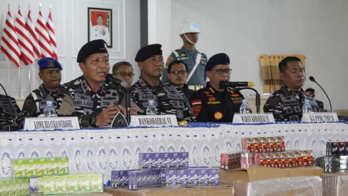 Penyelundupan 3,9 Juta Batang Rokok Ilegal Digagalkan TNI AL di Makassar