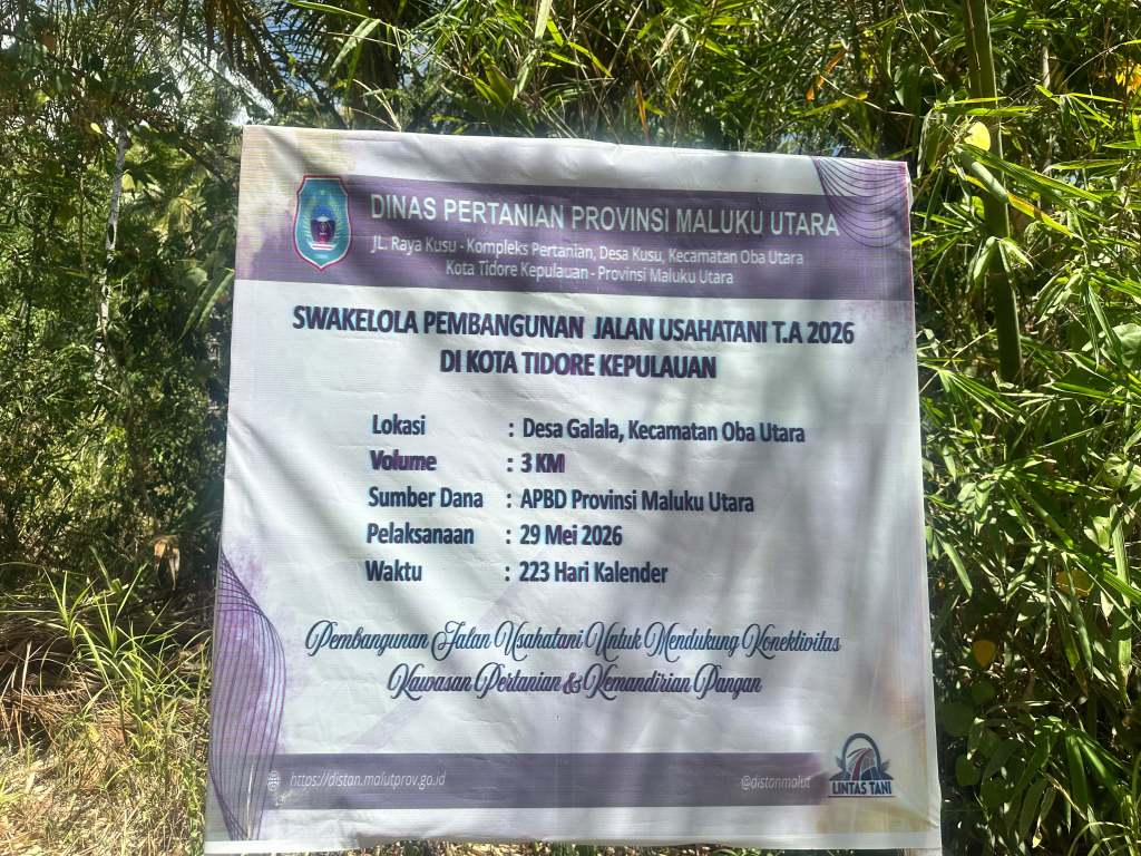 Proyek Jalan Tani Swakelola Distan Malut di Tidore Dipersoalkan Warga, Papan Informasi Tak Cantumkan Nilai Anggaran