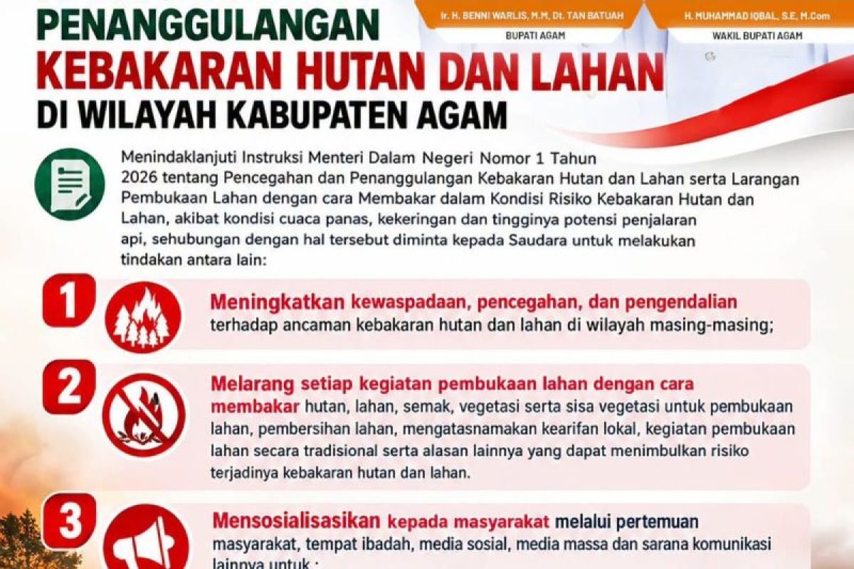 Bupati Agam Terbitkan Edaran Karhutla, Larang Buka Lahan dengan Cara Membakar