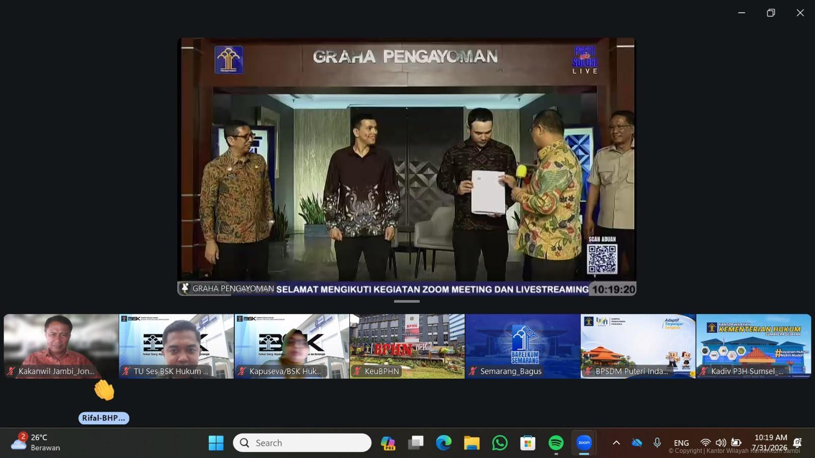 Kanwil Kemenkum Jambi Ikuti Program 
