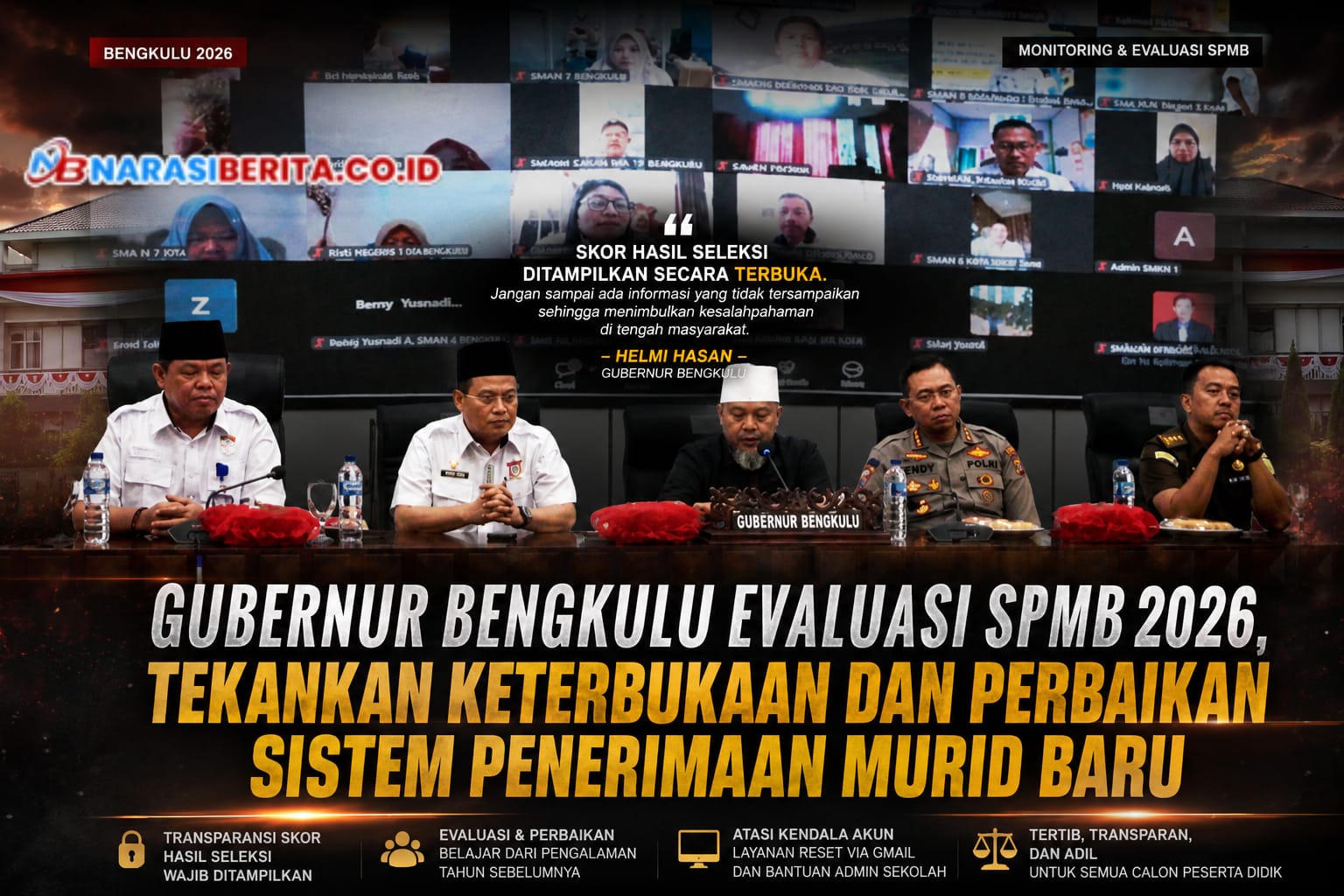 Gubernur Bengkulu Helmi Hasan Minta Skor Hasil Seleksi SPMB 2026 Ditampilkan Terbuka, Belajar dari Tahun Lalu