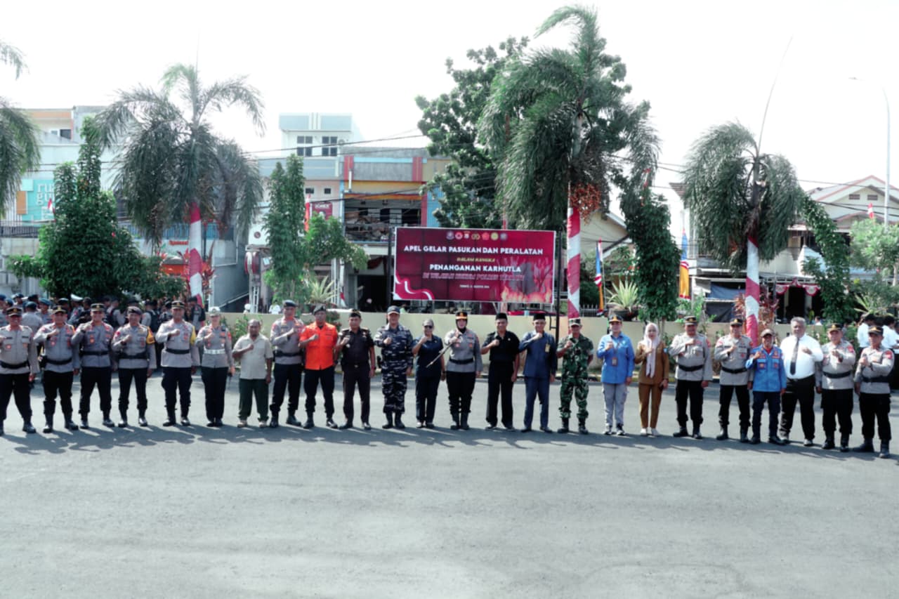 Polres Ternate Gelar Apel Siaga Karhutla, Libatkan TNI-Basarnas hingga Damkar Jelang Puncak Kemarau Agustus-September