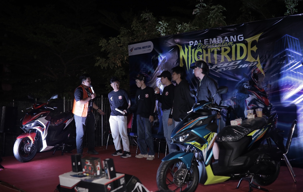 Night Ride Palembang Darussalam Bersama 3 Komunitas Honda, Astra Motor Sumsel Perkenalkan Vario Evo 160