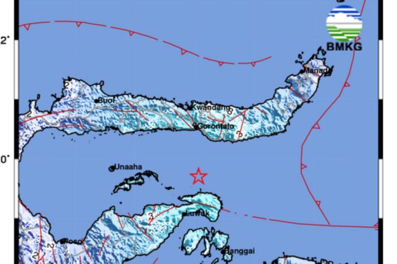 Gempa Magnitudo 5,4 Guncang Perairan Pulau Puah Sulteng, Getaran Terasa Hingga Gorontalo
