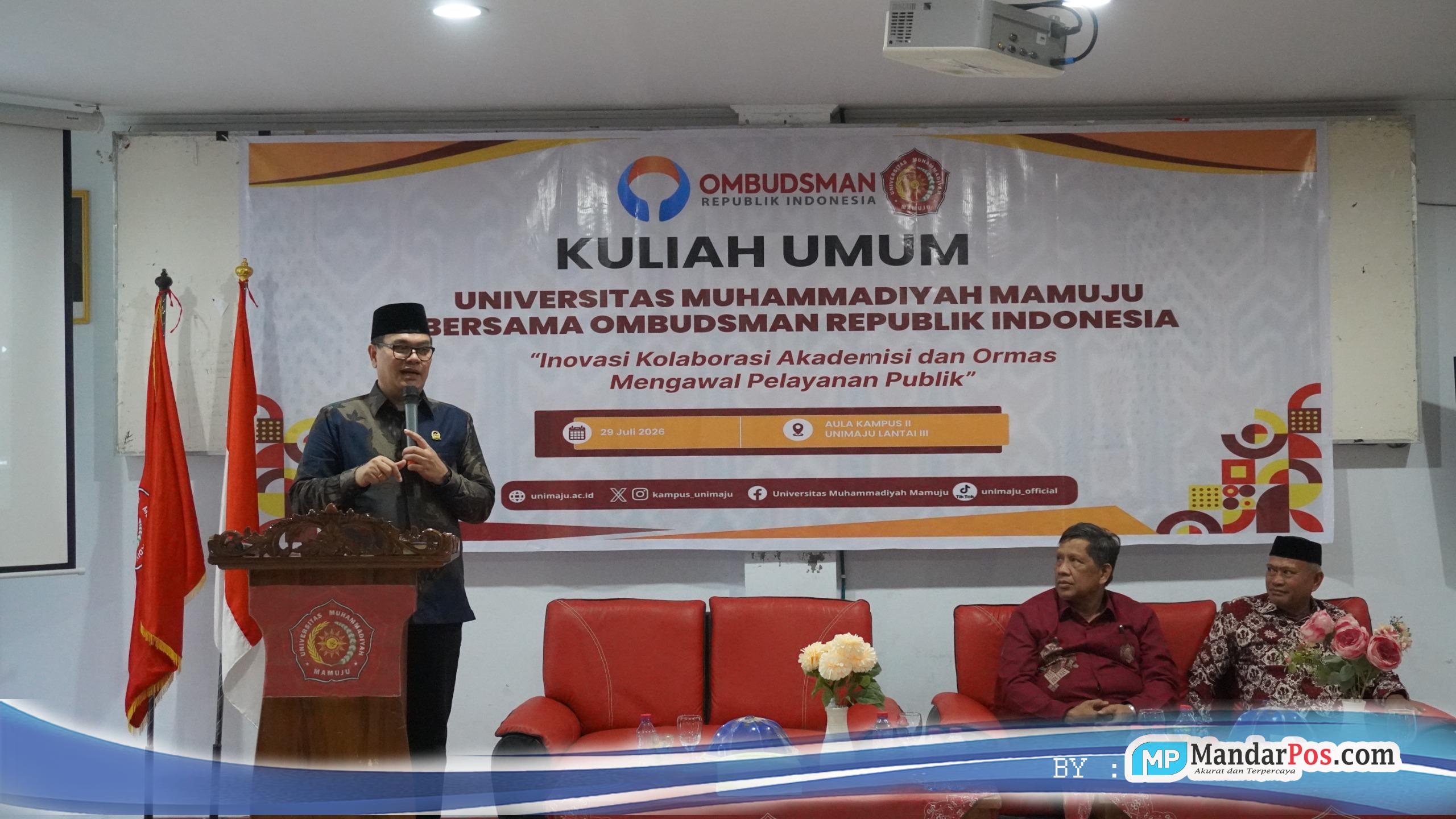 Anggota Ombudsman RI Ajak Mahasiswa Unimaju Mamuju Jadi Pengawas Pelayanan Publik, Cegah Maladministrasi